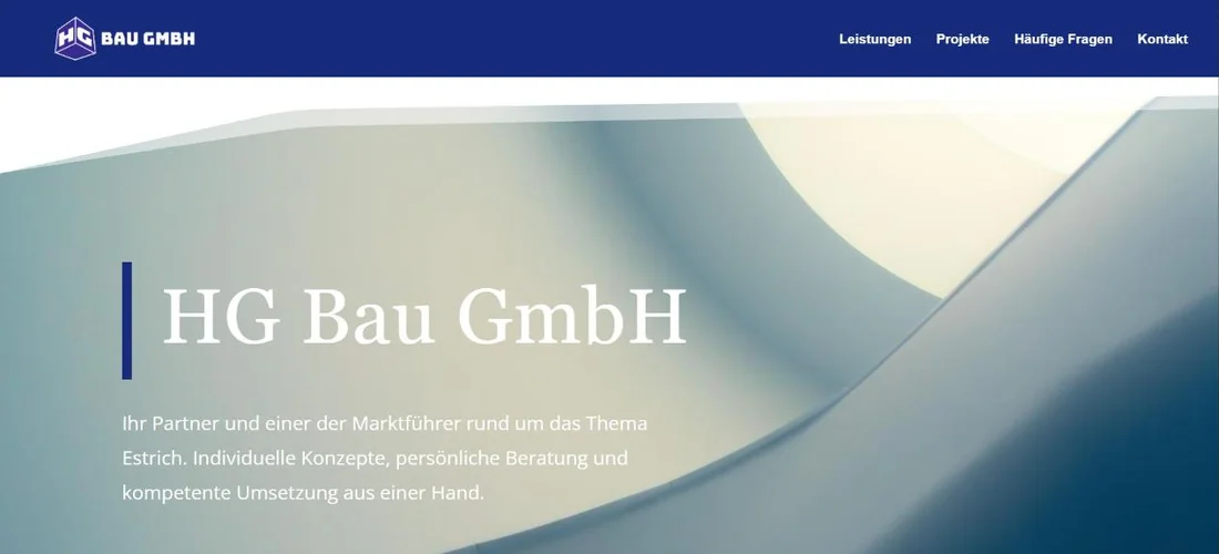 Startseite der Website von HG Bau GmbH
